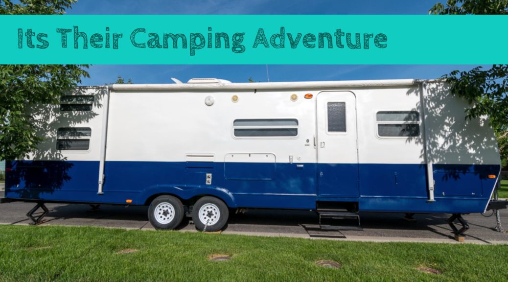 Blue and White Trailer ready to go camping