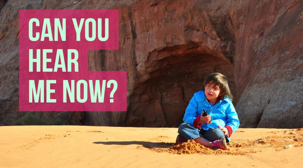 Daughter Lily using an FRS radio during a hike IN Arches National Park